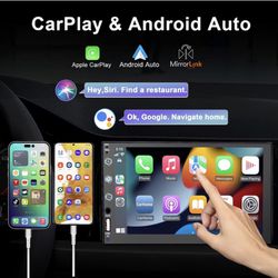Car Audio Double Din 7” Touch Screen Apple Car a play Android Auto Bluetooth. Mirror Link 