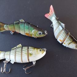 Largemouth Bass Pikes Brand New Fishing Lures Swimbait 3pack Lot With Tackle Box 