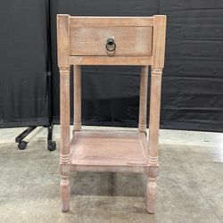 Rustic Farmhouse Wood Nightstand with Drawer and Shelf
