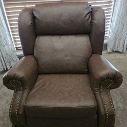 Faux Leather Brown Lane Recliner With Side Table