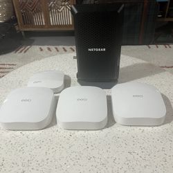 3 Eero Mesh 1 Eero pro Routers, and Netgear Nighthawk Modem