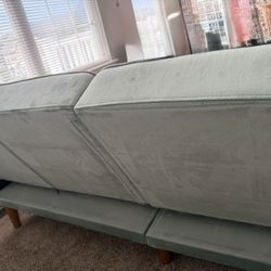 Velveteen Retro/Boho Chic Sofa/Futon Sage green