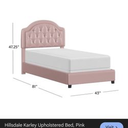 Girls Pink Princess Bed Frame Twin Upholstery Faux Leather In A Box