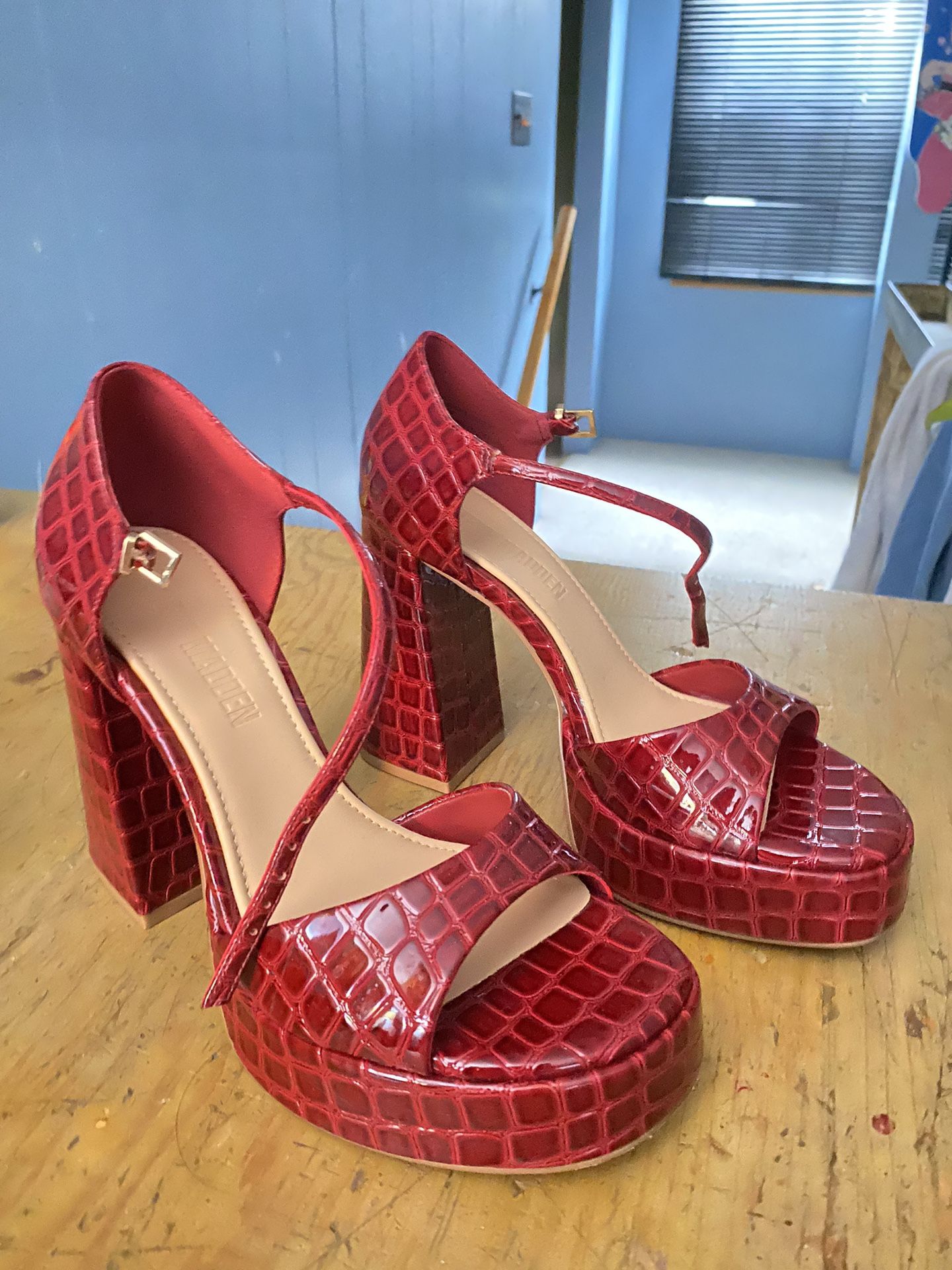 Steve Madden Red Croc Platform Pumps