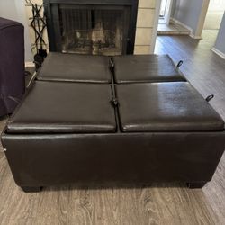 Leather Ottoman Storage Cube