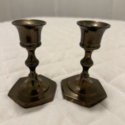 pair of brass candlesticks size 3.1/2 inches