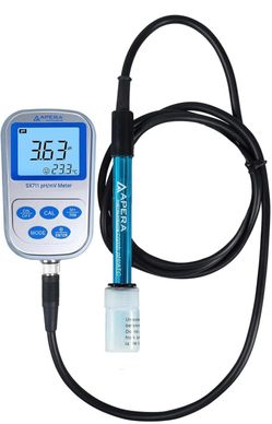Apera Instruments SX711 Portable Handheld pH/mV/Temperature Meter Kit with Lead-Free ATC pH Electrode and Data Logger Designed for lab-grade pH measu