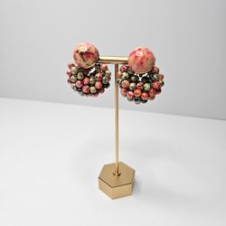 Vintage Colorful Cluster Clip On Earring