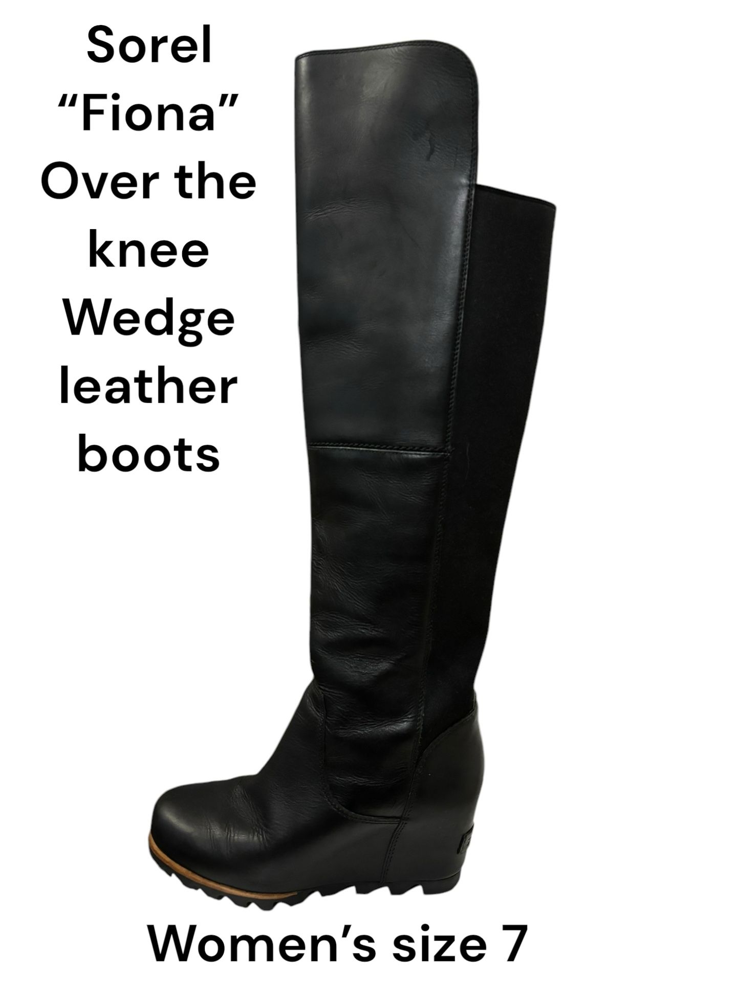 Sorel Over The Knee Leather Wedge Boots