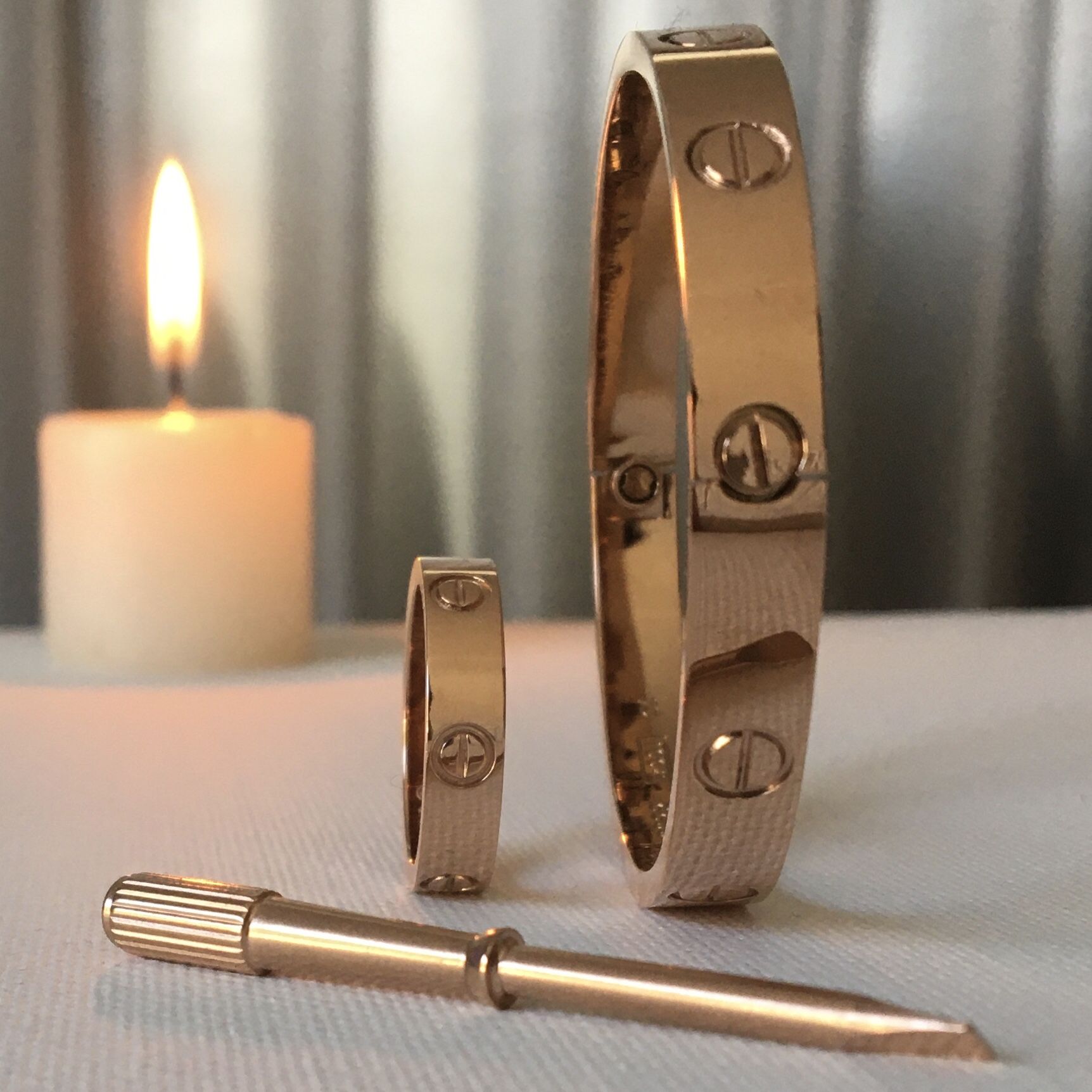 18K Rose Gold Plated Love Bangle & Ring Set