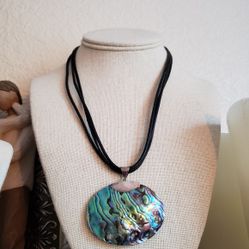 Abalone Oyster Shell Necklace 925 Silver Clasp 18"