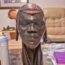 African Hand Carved Statue Head