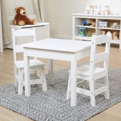 Kids White wooden table and chairs set - NEW