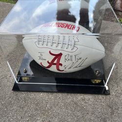 Nick Saban Signed Alabama Crimson Tide Logo Football Inscribed "Roll Tide" W/box
