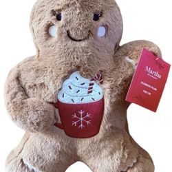 NEW Martha Stewart Gingerbread Man Boy Plush 17" Pillow HOT COCOA Mug Christmas