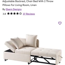 Sofa Bed, 3-In-1 Convertible Sleeper Chair With Adjustable Backrest, Chair...