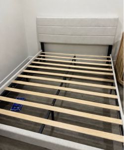 Upholstered Bed Frame with Slatted Base