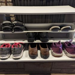 Stack-able Shoe Organizer With Tilting Door