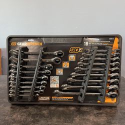 GEARWRENCH SAE/MM 90-Tooth Pro Combination Ratcheting Wrench Tool Set (18-piece)