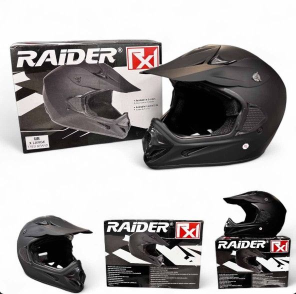 Raider RX1 MX Off-Road Helmet for Adults - Matte Black - XL -