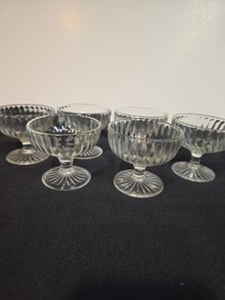 Vintage Clear Glass Sherbet Dishes 3" Set Of 6