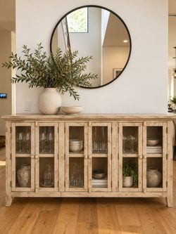 Kelly Clarkson Home 70” Acacia Wood Sideboard / Bar Cabinet