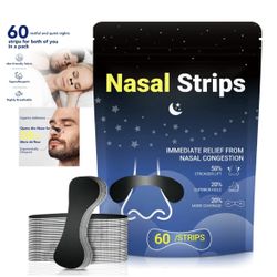 60 Black Nasal Strips for Snoring Relief