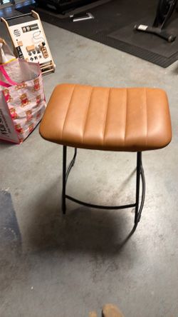 Cognac Leather Counter Height Stool