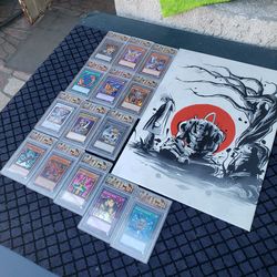 Anime Frame Picture with signature $150! Firm. $75! Per Yugioh Yu-Gi-Oh cards. All 14 for $900!. Or all all $1000!. Or Cash & trade