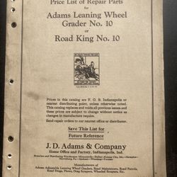 Antique Adams And Company Road King Parts Price List No 10