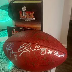 Justin Jefferson, Dak Prescott, Eli Manning Autographed “THE DUKE” Super Bowl Football