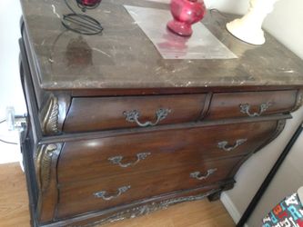 marble top four drawer wooden chest like new $185 antique style