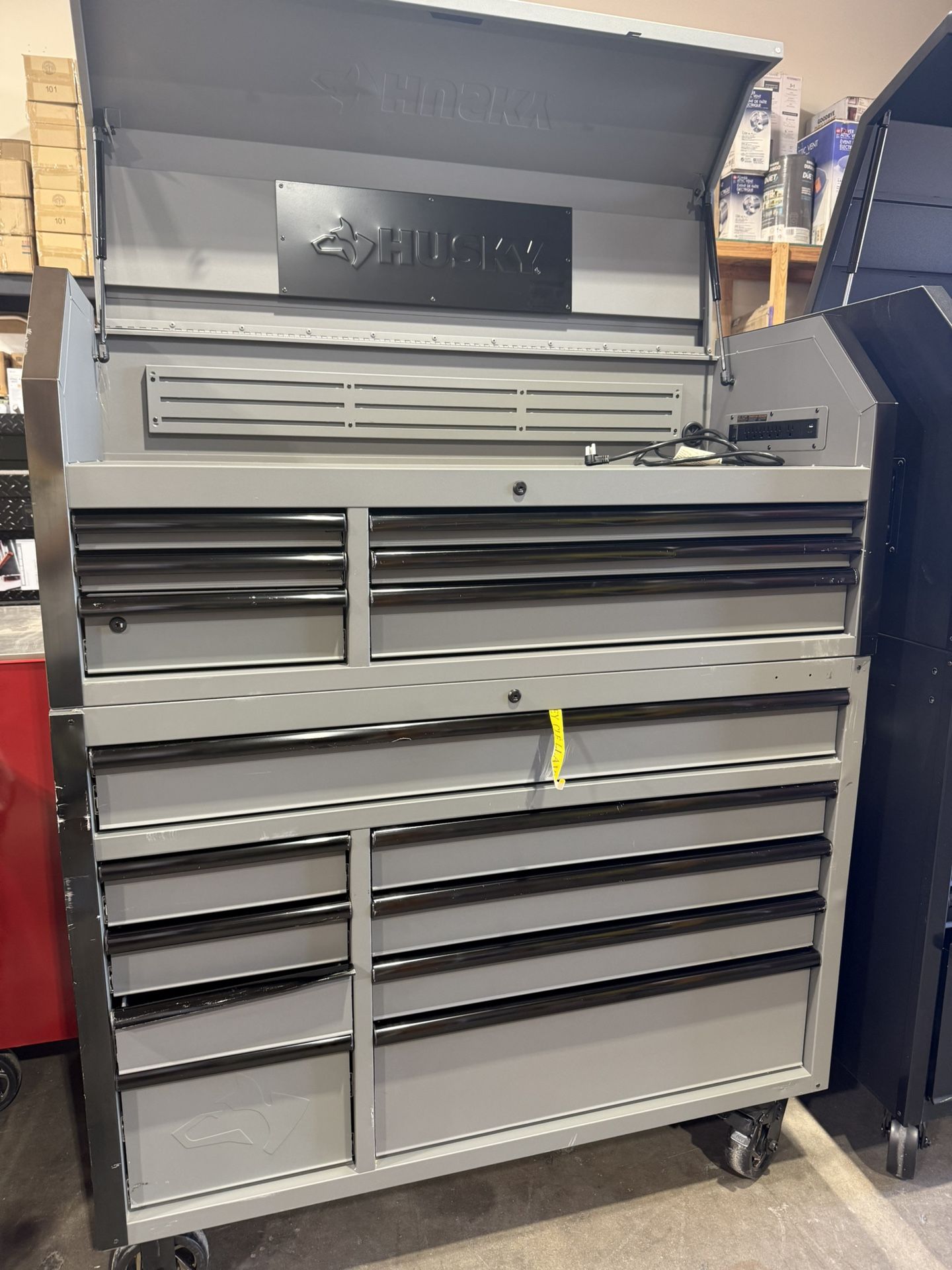 Husky Tool Storage 52 in. W Heavy Duty Matte Gray Tool Chest Combo