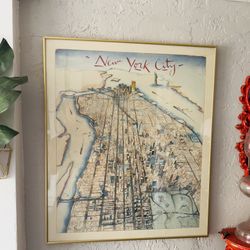 Manhattan New York City World Trade Center Vintage Graphic Art Poster