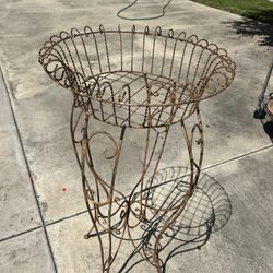 Vintage Ornate Iron Plant Holder Stand. 4 Feet Tall