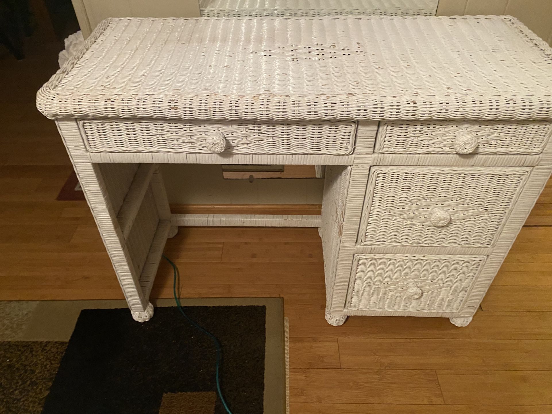 White Wicker Desk