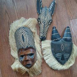 Arifican handmade masks set of 3 vintage