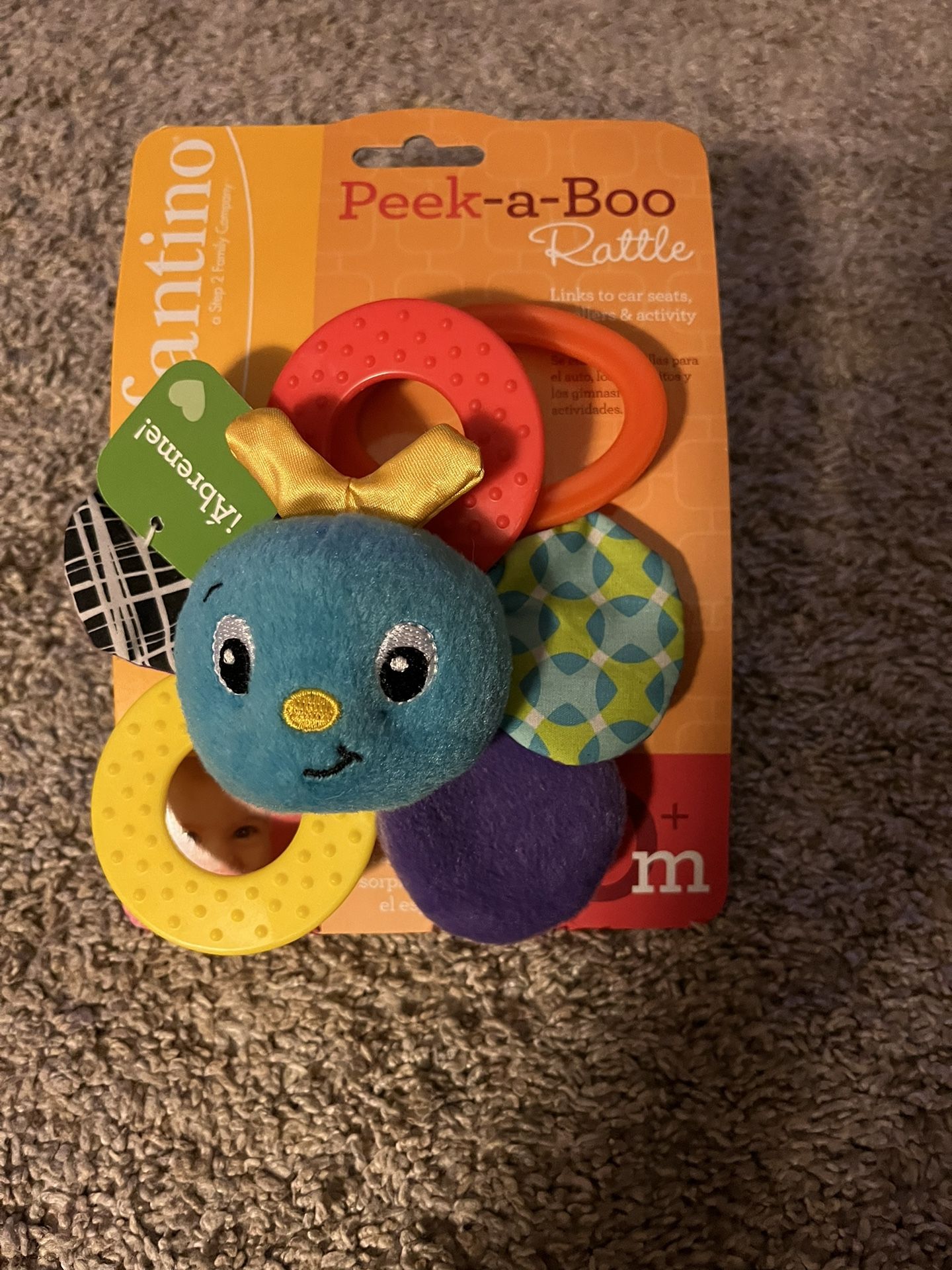 Infantino Baby Plus Animal  Stroller or Crib Clip Rattle Mirror and Teething Toy