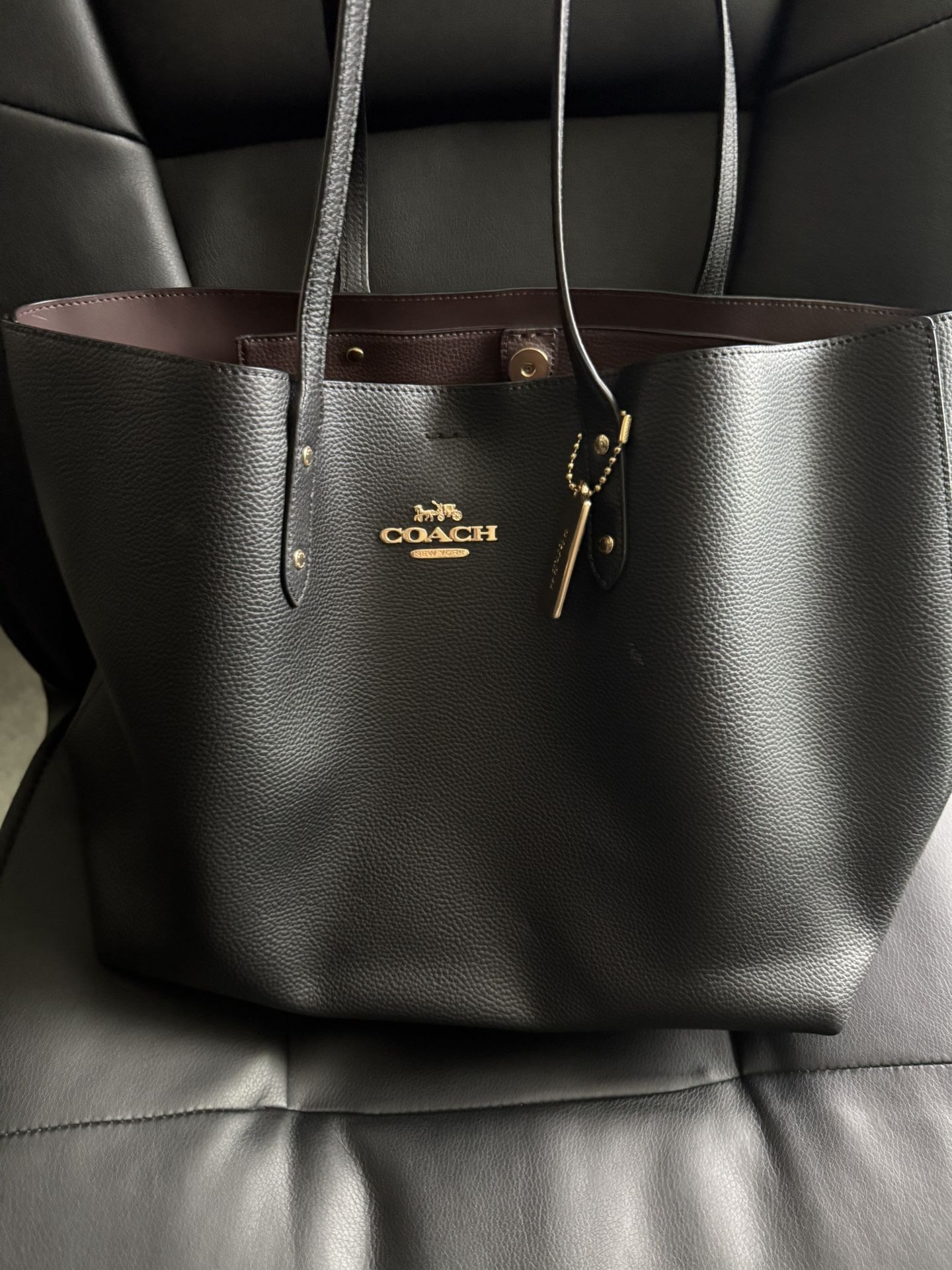 Coach Black Leather Tote Bag