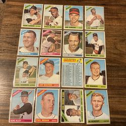 16 Different 1966 Topps Baseball Cards With Stars, Unmarked Checklist, Semi-hi # HBV $64