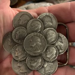 1979 Pewter Coin Belt Buckle 