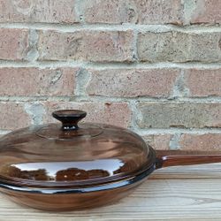 Vintage Corning Corelle Visions Amber 10" Skillet/Lid 