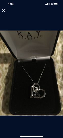 Black And White Diamond Big Heart And two little Hearts Necklaces