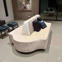 Modern Beige Curved Sofa