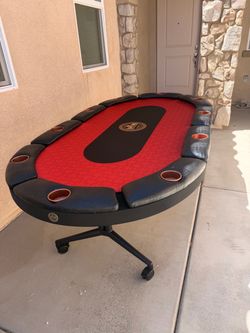 Oval Poker Table with Cup Holders and Wheels