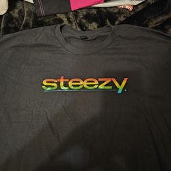 Gildan Steezy Rainbow Logo Black Tshirt 