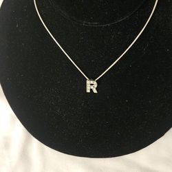 "R" Siler And Rhinestone Necklace $10 OBO