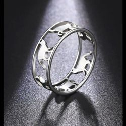 Cute Stainless Steel Cat Cut Out Ring