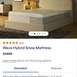 Casper Wave Hybrid Snow Mattress and Bed 