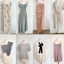 Set of Pastel/Light-Colored Women’s Dresses, Blouses, Skirts (Mostly L & XL)